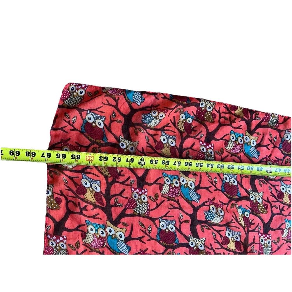 Owl On a Branch Print Ladies Fashion Maxi Scarf Wrap Sarong Red A003152 - Picture 6 of 7